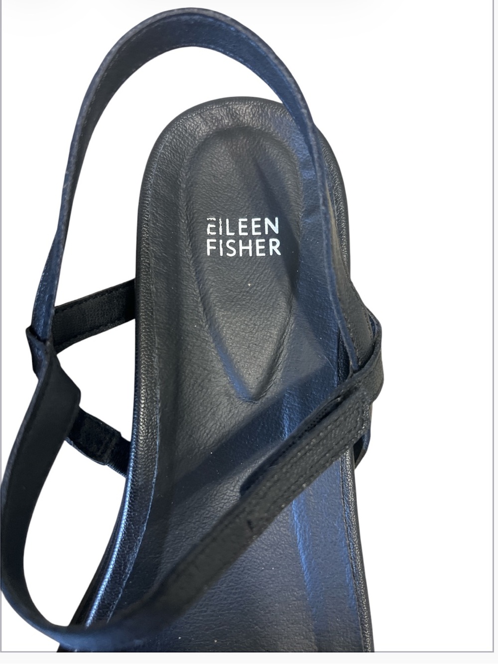 Eileen Fisher Black Demo Leather Ankle-Strap Sandal - Picture 3 of 8